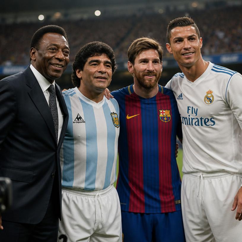 Čtyři legendy světového fotbalu: Pelé, Maradona, Messi a Ronaldo